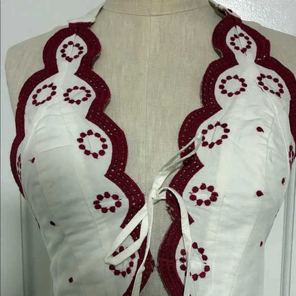 Free People White and Red Embroidered Halter Top - Picture 3 of 9